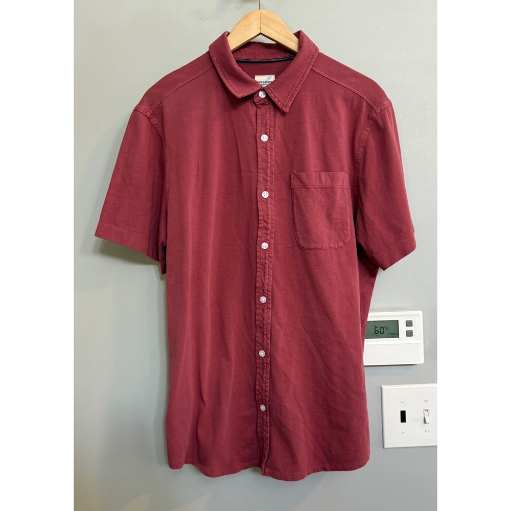 Fair Harbor Shirt‎ Organic Cotton Red Saltuire Size M Button Up Polo New